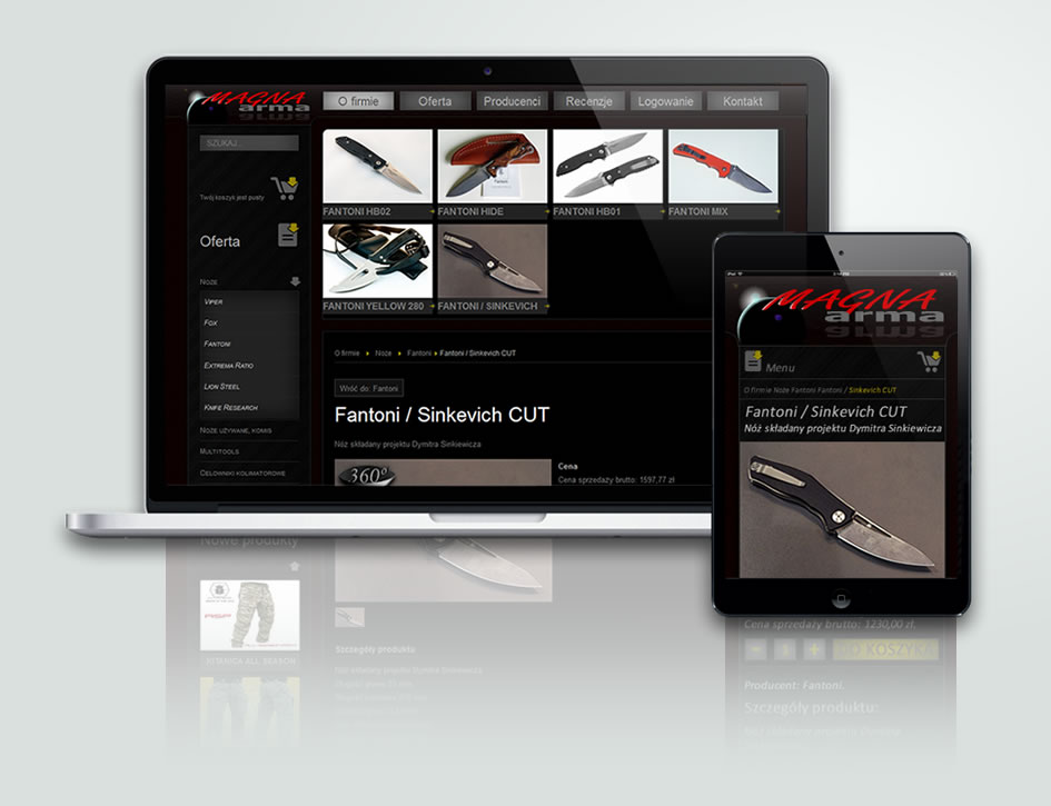 Strona internetowa firmy Magna arma.
