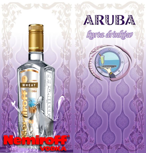 Projekt karty drinków restauracji Aruba.