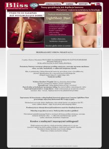 Strona internetowa firmy Bliss Professional laser hair removal.