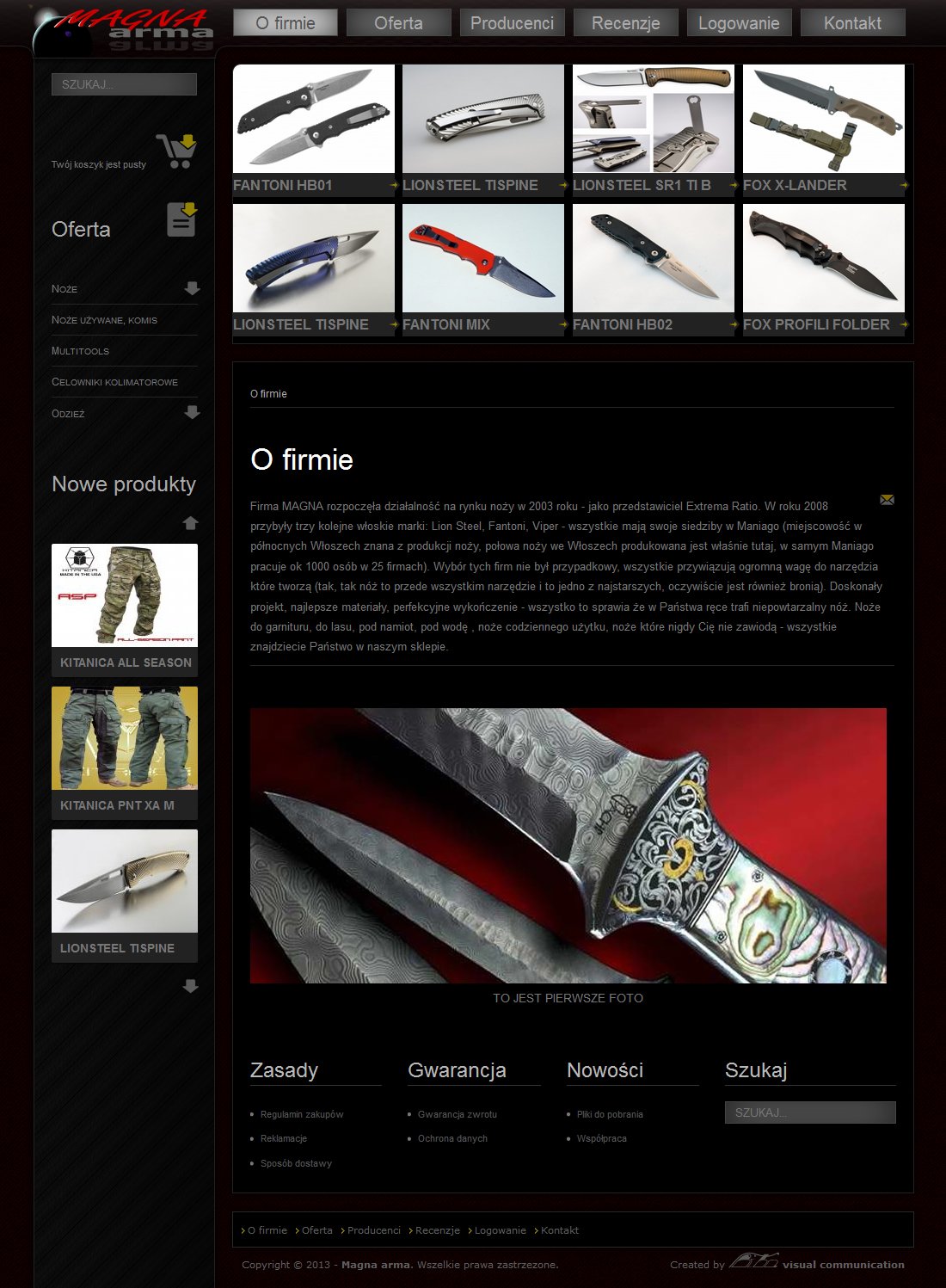 Strona internetowa firmy Magna arma.