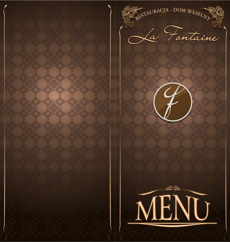 Projekt karty menu restauracji La Fontaine. Trójmiasto.