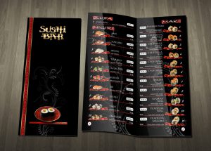 Projektowanie kart menu. Projekt "BVC" Gdynia - Trójmiasto.
