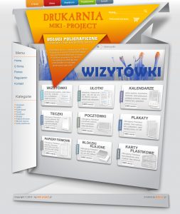 Projekt strony internetowej drukarni "Miki project". Projekt "BVC" Gdynia.