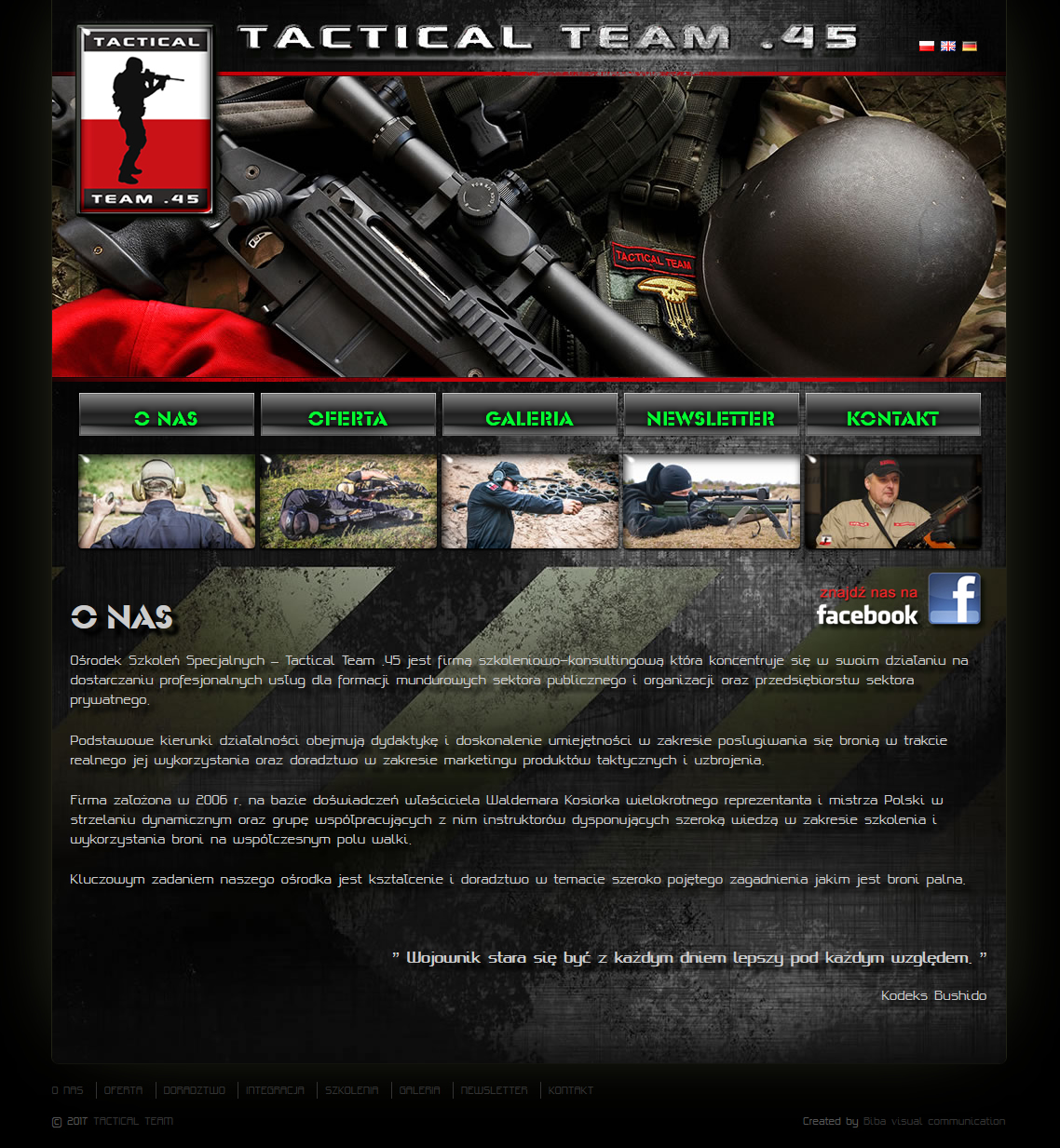 Projekt strony internetowej www firmy Tactical team 45.