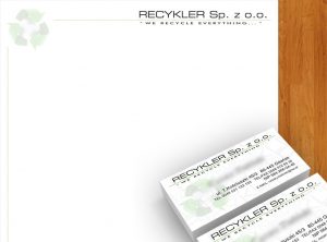 Projekt wizytówki "Recycler". Projektowanie wizytówek "BVC". Gdynia - Trójmiasto - Pomorskie.