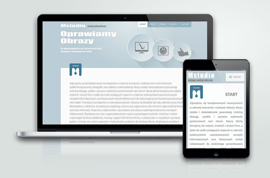 Projekt strony internetowej www firmy M-studio.