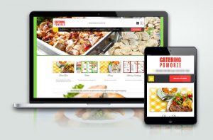 Stworzona przez nas strona internetowa CMS, z systemem zamawiania potraw. Baru, Restauracji "Catering Pomorze"