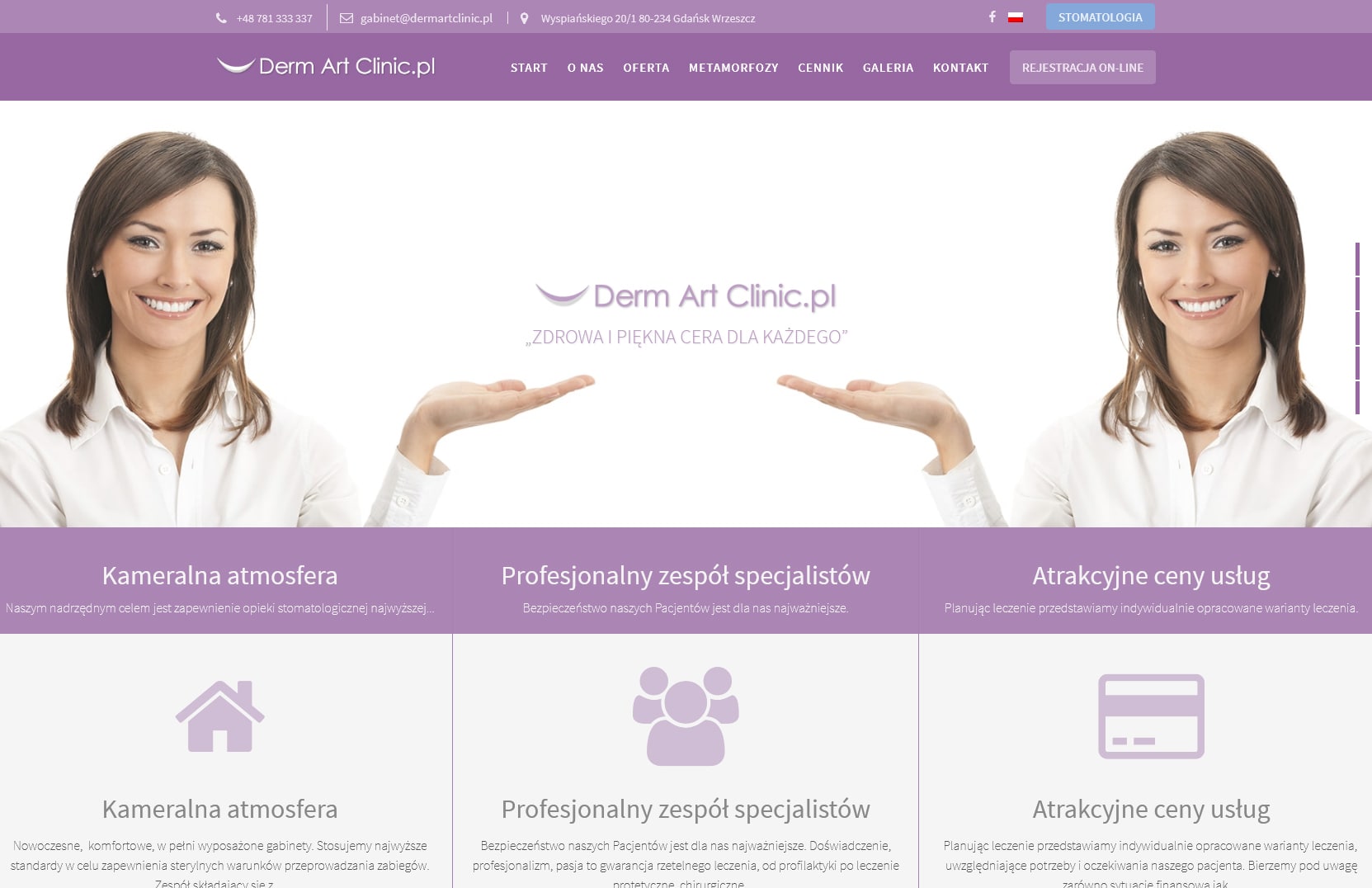 Strona internetowa gabinetu medycyny estetycznej z Gdańska Wrzeszcza.